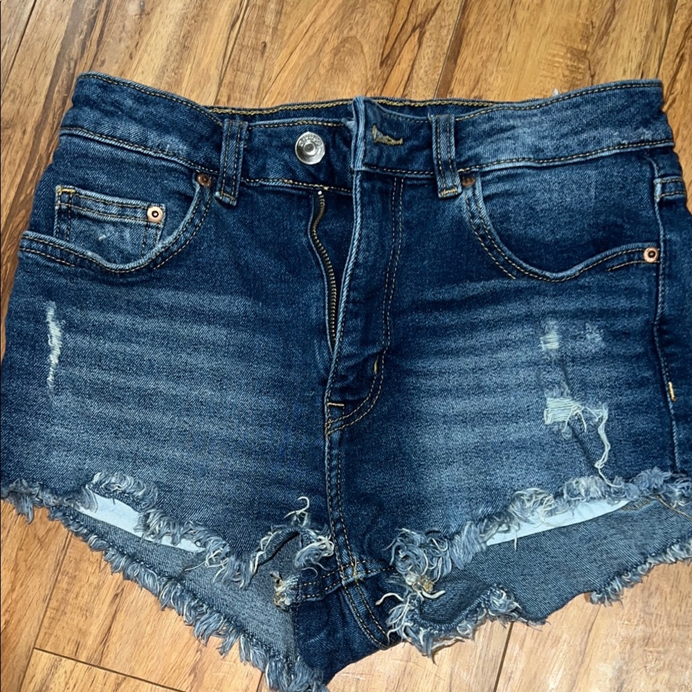 H&M Blue Jean Shorts with Distressed Details Size 6